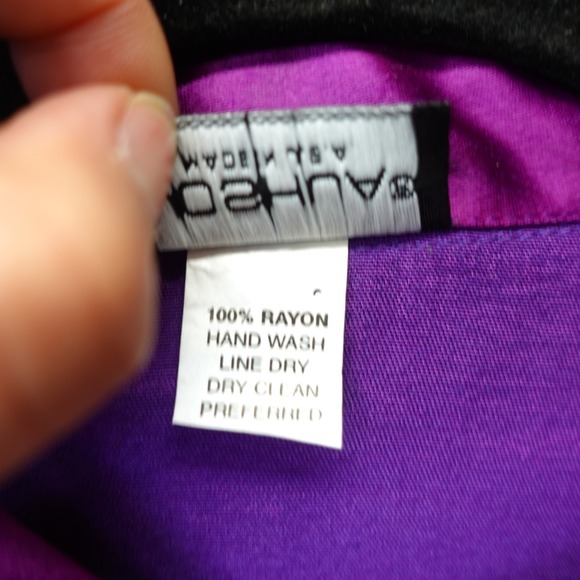 Vintage Purple Satin Button Up Shirt Womens L Magenta Retro 70s USA Made JOSHUA - Picture 12 of 13